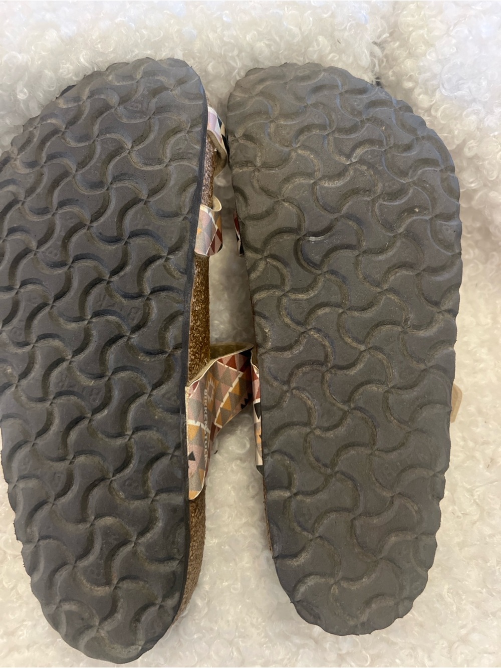 Birkenstock Mayari Sandals in Pink, Tan, Cream & Gray Geometric Print - Picture 14 of 15
